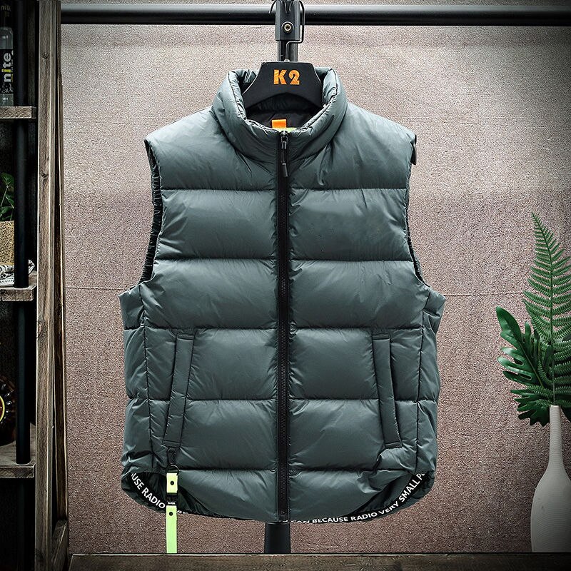 Men's Down Vest Winter Warm White Duck Down Puffy Padded Waistcoat Fashionable Windproof Thick Jacket Outwear Male Clothes