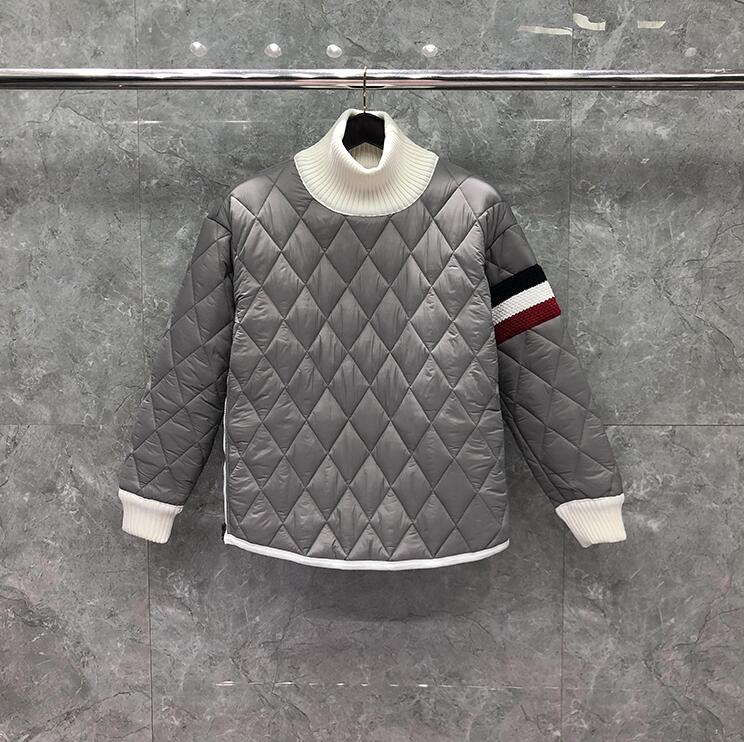 New Fashion Brand Cotton Clothes Men Pullover Jacket Loose Patchwork Striped High Collar Thick Winter Casual Coat