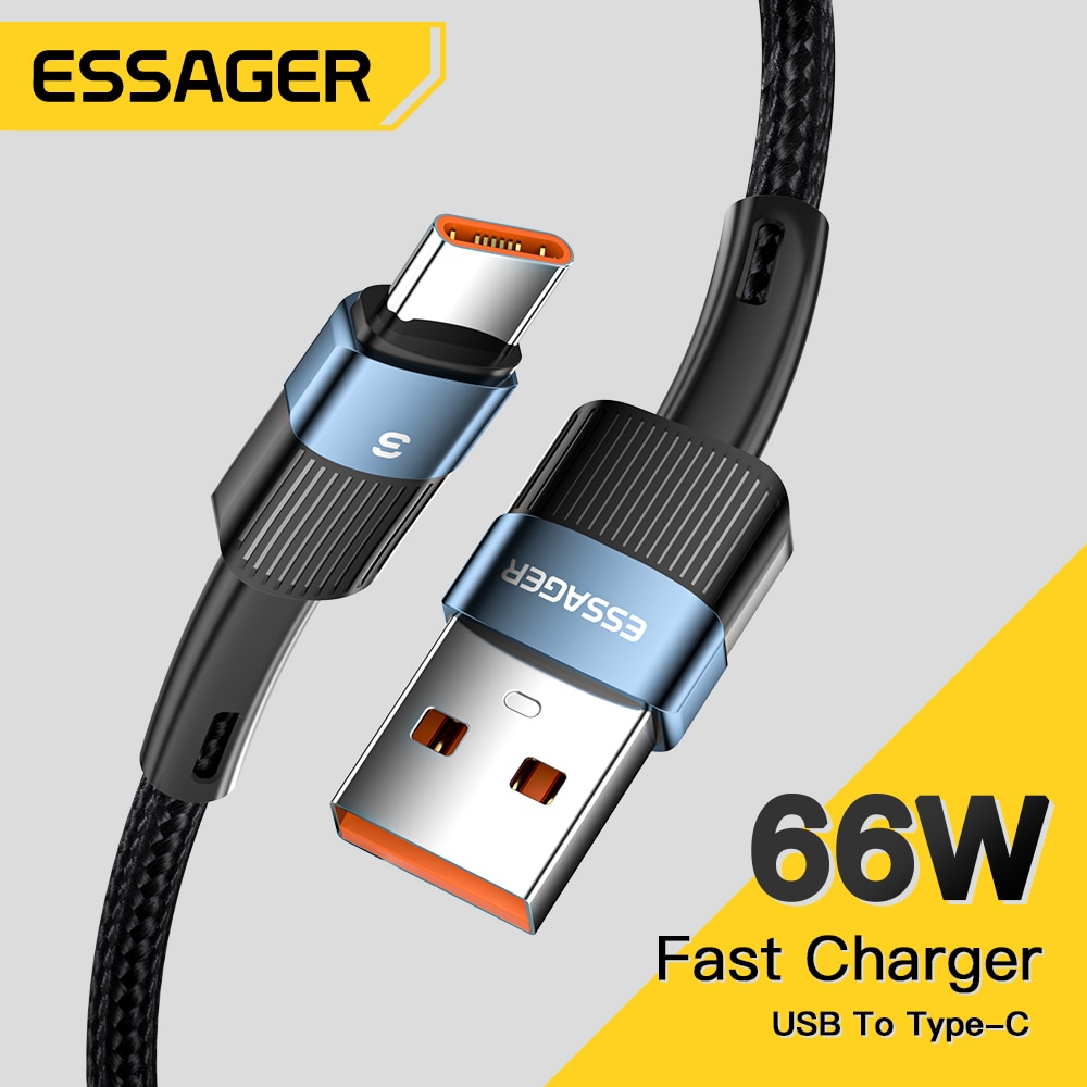 Essager 6A Type C USB Cable Fast Charging For Huawei P40 Pro P30 66W Wire USB-C Charger Data Cord For Samsung S21 ultra S20 Poco