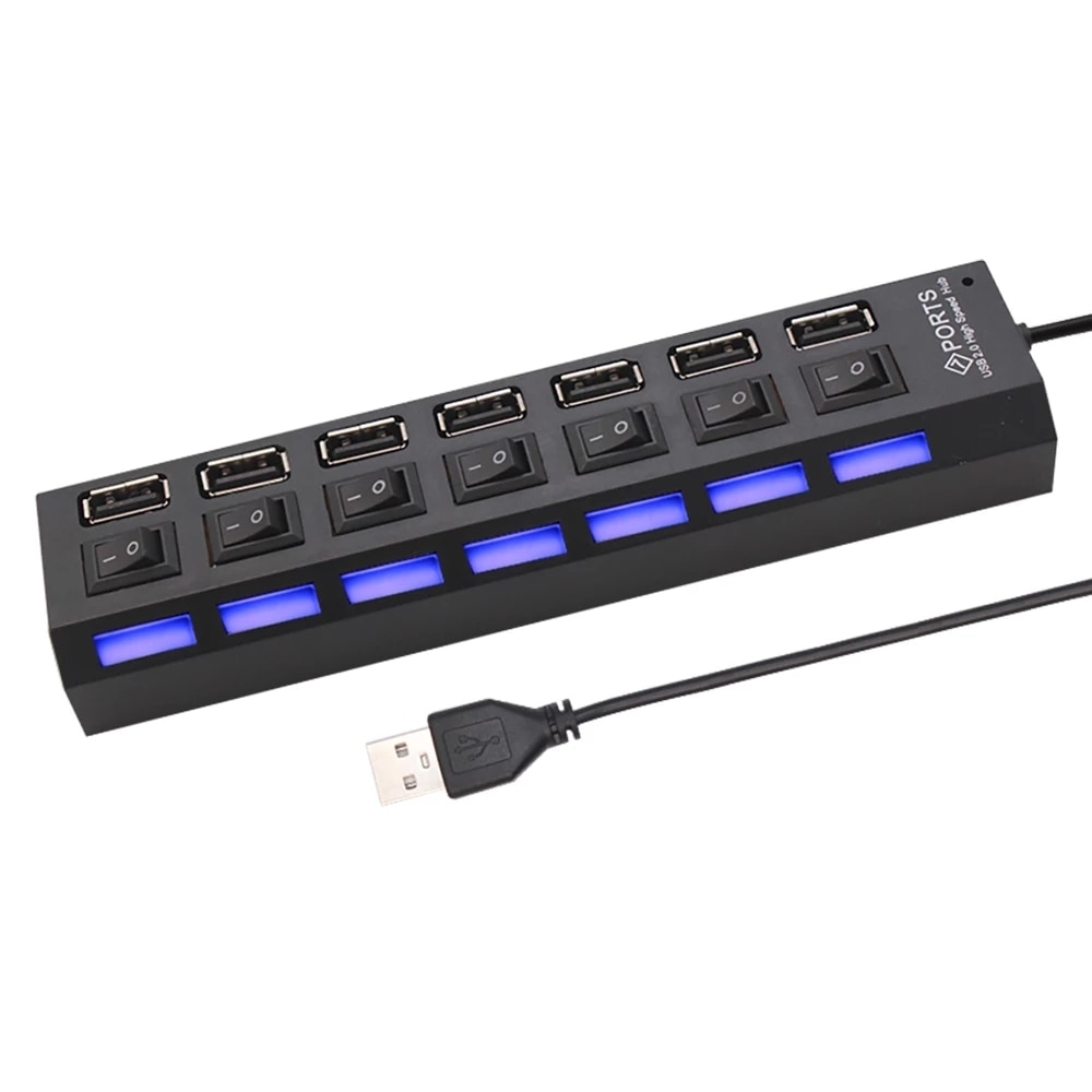 Switch Extension Hub 7-port USB2.0 Hub Computer USB Extension Hub One Drag Seven USB2.0 Splitter PC Laptop Desktop