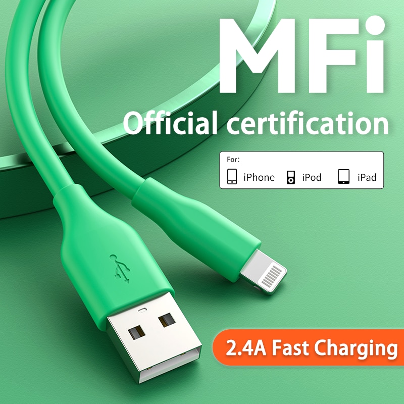 MFi 2.4A Fast Charging USB to Lightning Cable for iPhone 14 13 12 11 Pro Max for iPhone Charger Cable for iPad Phone Data Cable