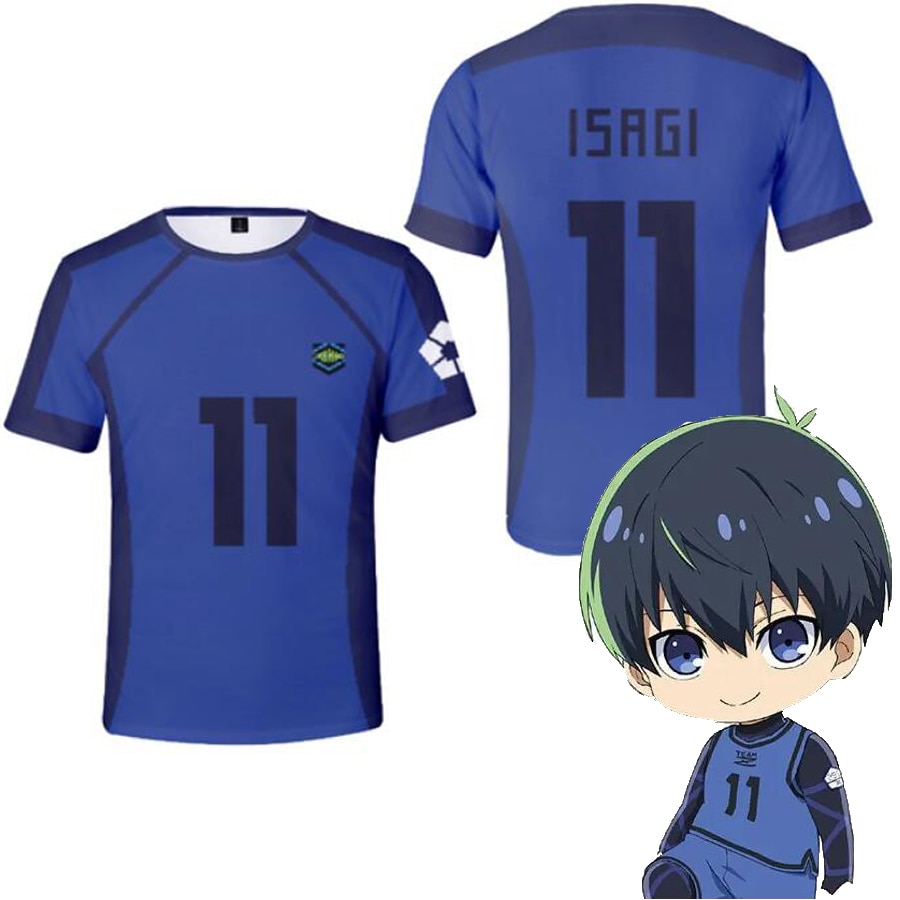Blue lock t shirt anime football team, 3D printed loose T-shirt, casual fashion short sleeve, men's product T-shirt