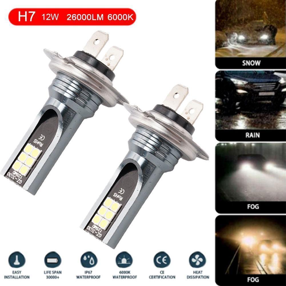 2PCS H7 LED Headlight Bulb Beam Kit 120W High Power LED Car Light Headlamp 6000K Auto Headlight Bulbs Car Fog Light