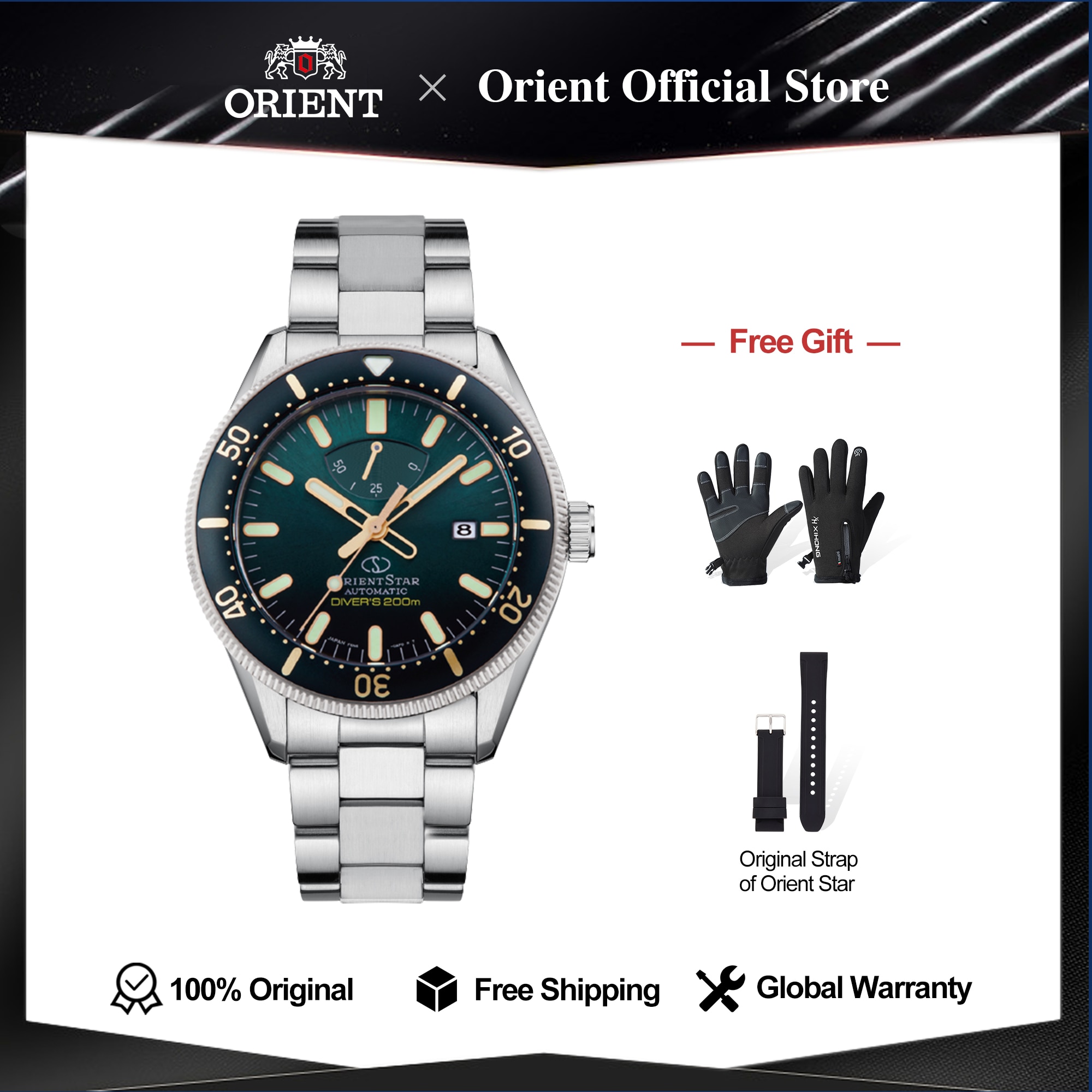 Original ORIENT STAR 200m ISO Professional Diving Watch Man,Japanese 44mm Sapphire Crystal Watch for Men Power Reserve Indicator