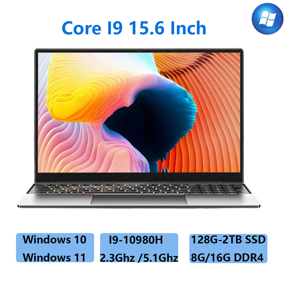 Core I9 15.6 Inch Gaming Laptop 8G/16GB/32G DDR4 1TB/2TB SSD Backlit Keyboard Fingerprint Unlock IPS Screen Netbook TYPE-C Wifi