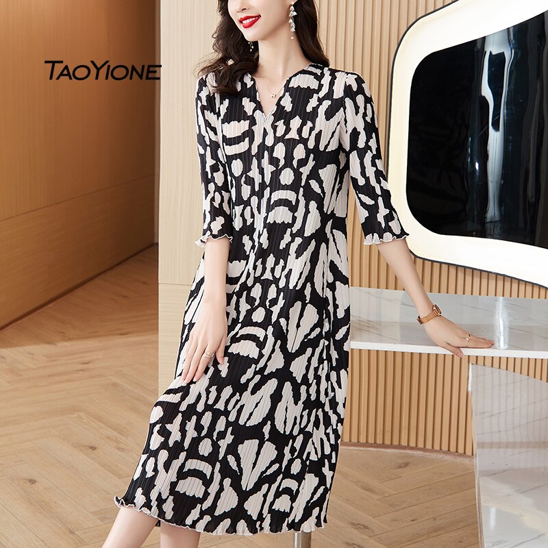 Dresses For Women 2023 Korean Fashion Summer Vintage Chiffon Printed Dress Women Short Sleeve Sundress Women Vestidos Lady Dress