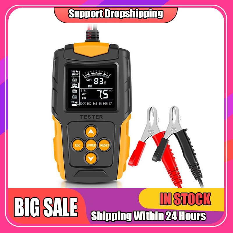 12v24v Portable Professional Car  Battery  Tester Cca Digital Battery Analyzer Measurement Diagnostic Tool For Lead-acid Battery