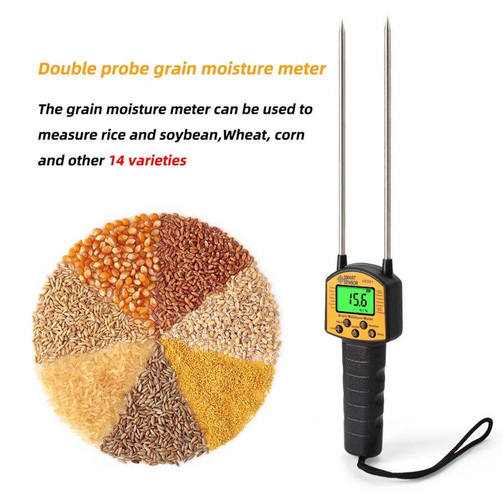 AR991 Digital Moisture Meter Smart Sensor Cereal Moisture Meter For Corn Wheat Rice Grains Flour Seed
