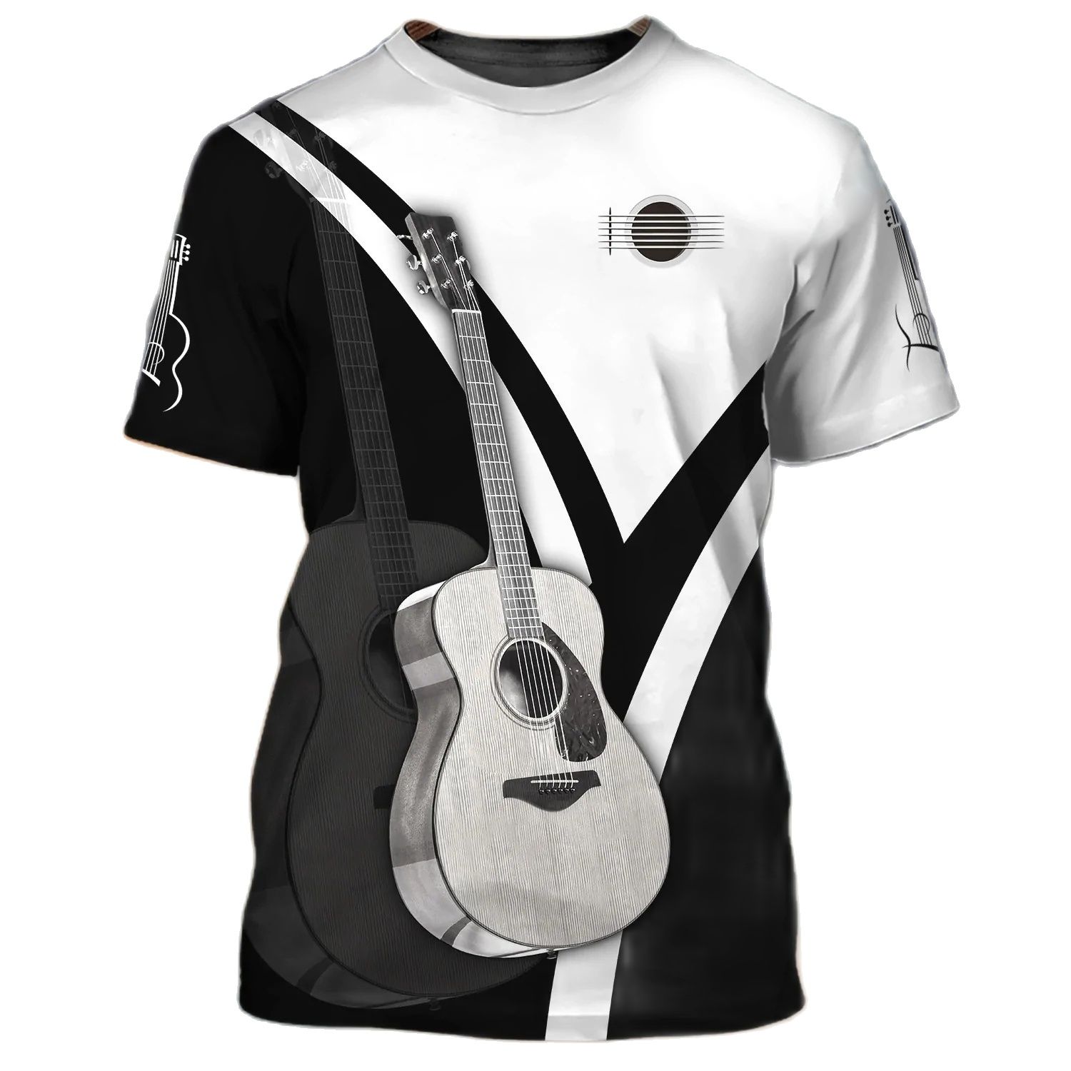 Guitar Graphic 3d Fashion Music T-shirt Summer Men's Pullover Short Sleeve Crew Neck Rock Hip-hop Oversized Comfortable Clothing