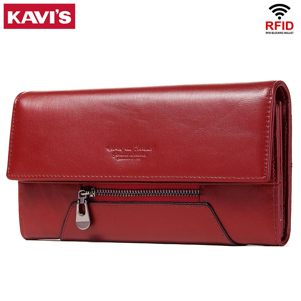 Fashion Women Wallet Genuine Leather Coin Purse for Ladies Luxury Design Trifold RFID Clutch Wallets with Phone Bags Card Holder