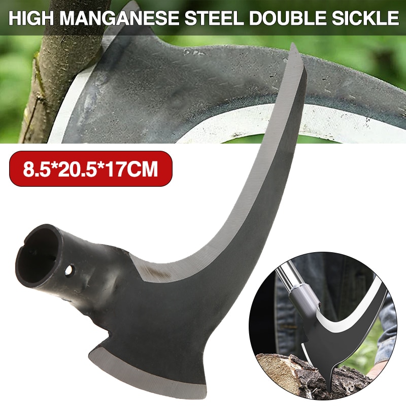 1pc Double Manganese Scythe Steel Sickle Farm Rice Harvesting Cutter Tool Professional Garden Tree Pruning Tools Accessories