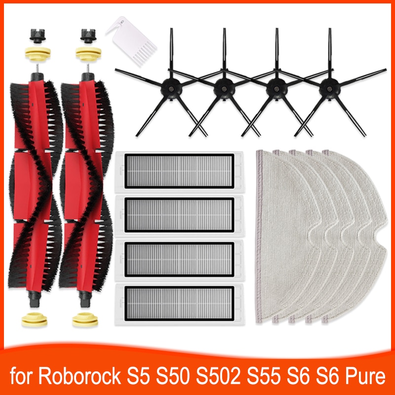 Brush Mops Hepa Filters for Roborock S5 S50 S502 S55 S6 S6 Pure E4 for Xiaomi Robot 1S SDJQR01RR Vacuum Cleaner Accessories
