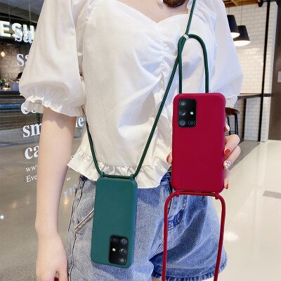 Crossbody Cord Phone Case For Samsung A13 A53 A73 A33 A21S A12 A32 A52 A51 A71 A72 Lanyard Silicone Cover Strap