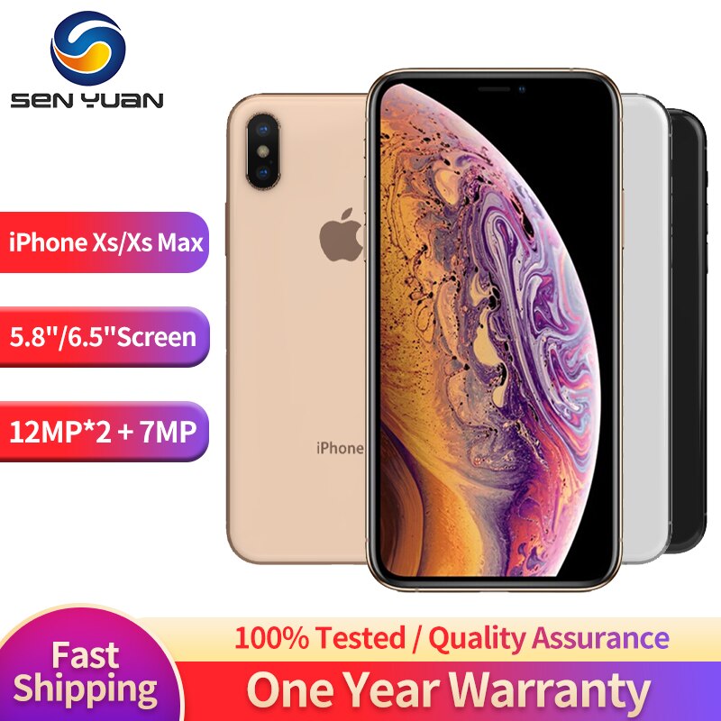 Apple iPhone XS 5.8"/XS MAX 6.5“” RAM 4GB ROM 64GB/256GB/512GB Smartphone Hexa Core IOS A12 Bionic LTE 4G Unlocked Used Phone