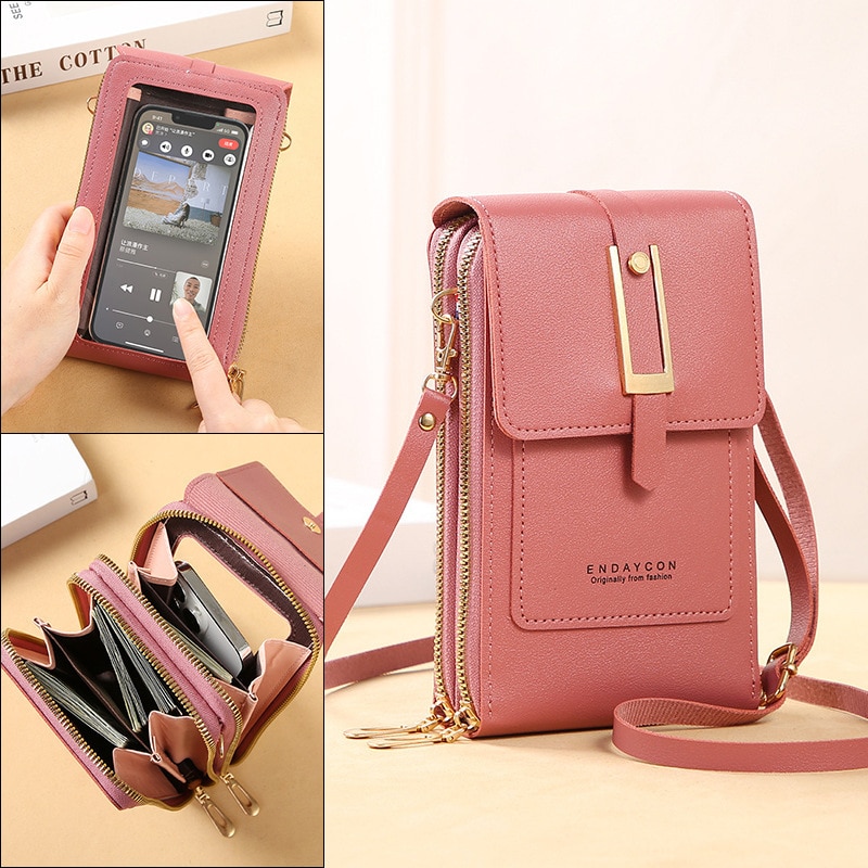 Women Bags Soft Leather Wallets Touch Screen Cell Phone Purse Crossbody Shoulder Strap Handbag for Female Fashion Women's Bags