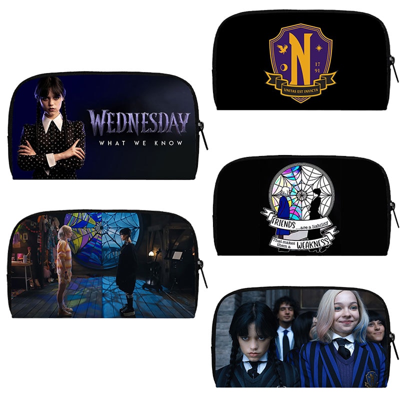 American Movie Wednesday Addams and Enid Coin Bag Women Nevermore Academy Purses Canvas Clutch Bag Phone Money Long Wallets
