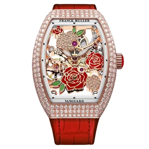 Đồng Hồ Nữ Franck Muller V32 Rose Gold Skeleton Màu Đỏ/